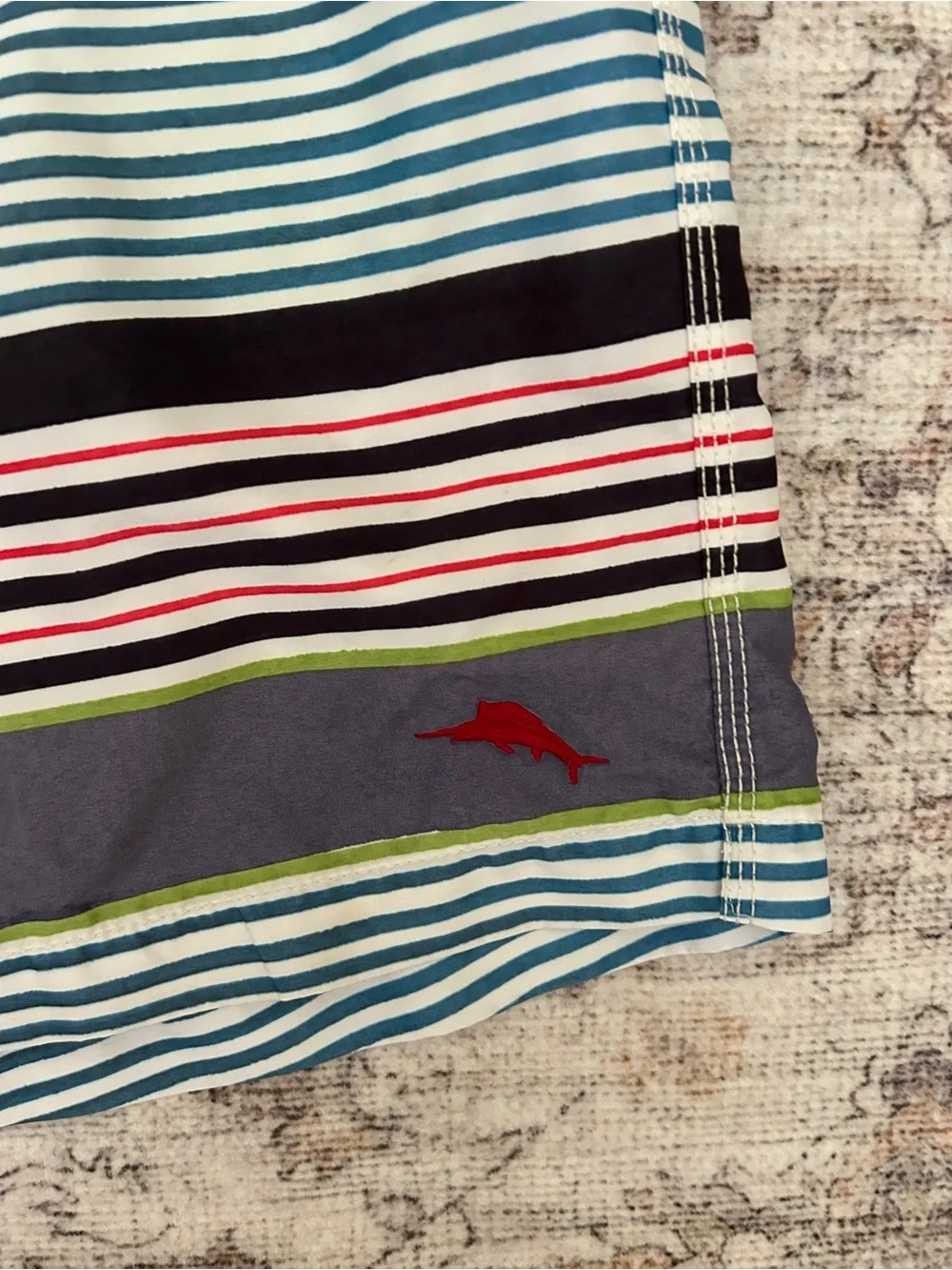 Striped Swim Trunks Board Shorts Drawstring Quick Dry Men's 34 Tommy Bahama L